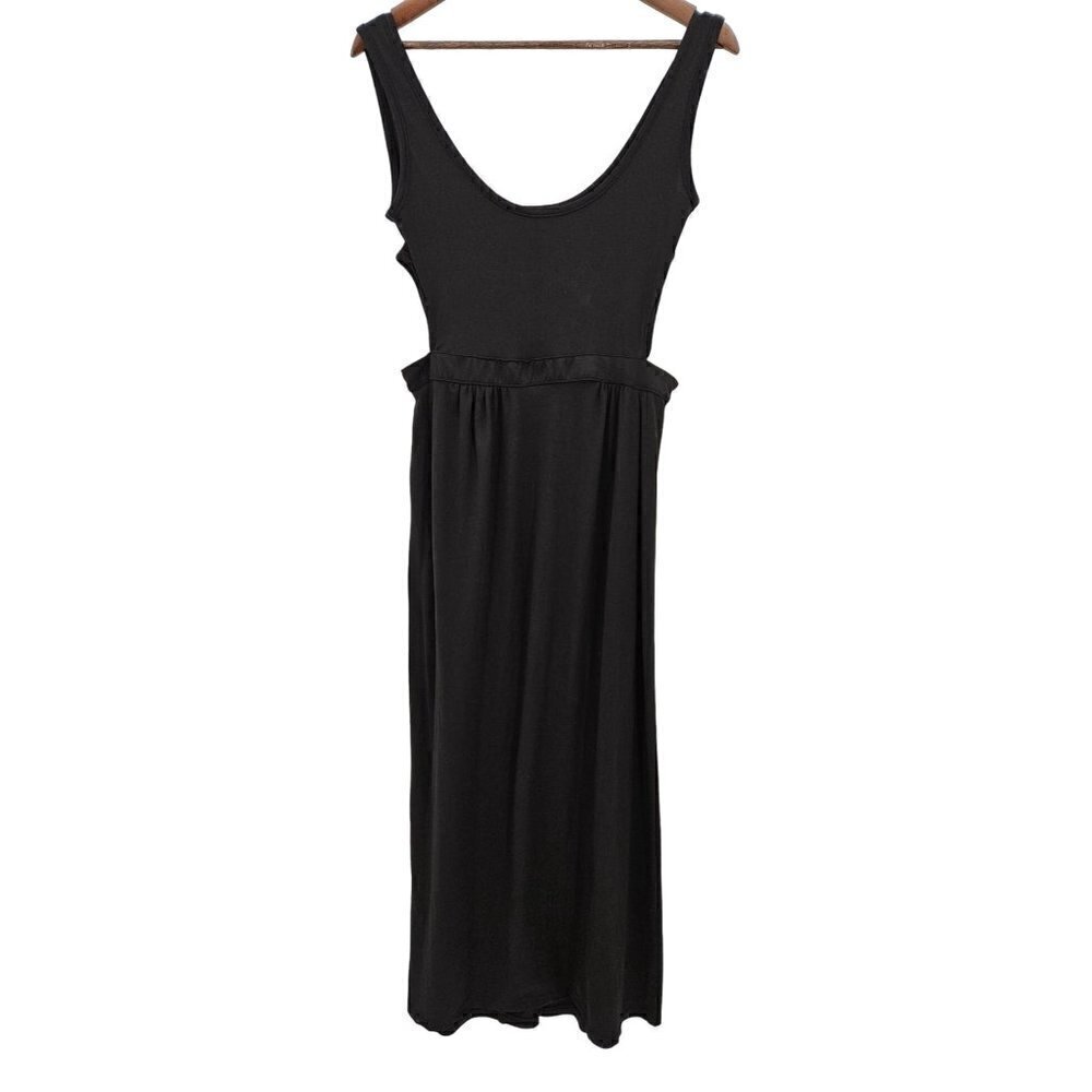 Skiva International Maxi Dress Love XL 14 16 Soft Cut Out Stretch Empire Black